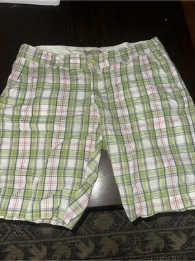 Plaid Bermuda Shorts in Green, Blue White & Pink